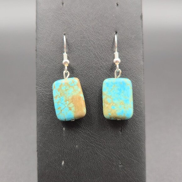 Jewelry - Silver Plated Turquoise Stone Handmade Dangle Earrings A6096